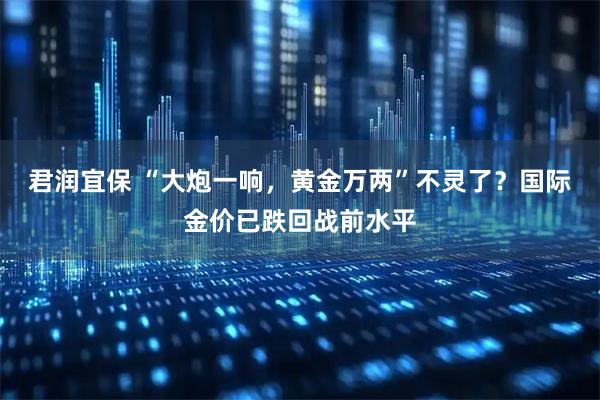 君润宜保 “大炮一响，黄金万两”不灵了？国际金价已跌回战前水平